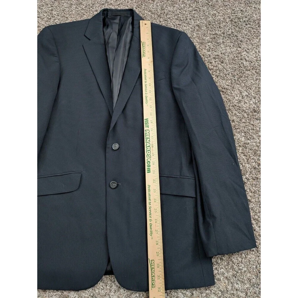 Kenneth Cole Reaction Blazer Jacket Mens 42L‎ Deep Navy Pin Striped
